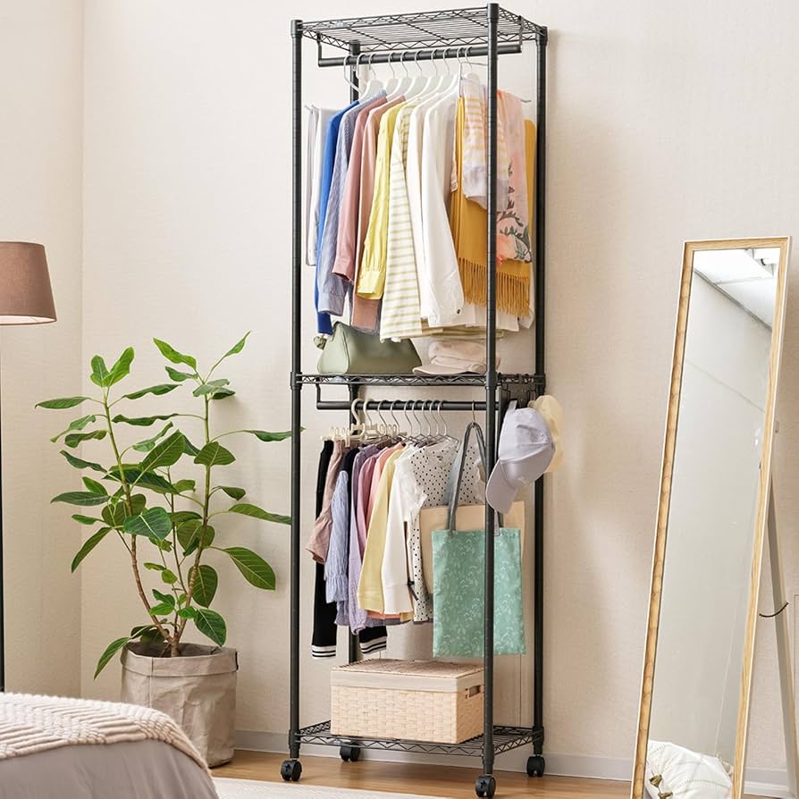 【新品未開封】ドウシシャ ルミナス ノワール ハンガーラック 2段 Amazon｜ドウシシャ ルミナス ノワール ハンガーラック 2段 幅60